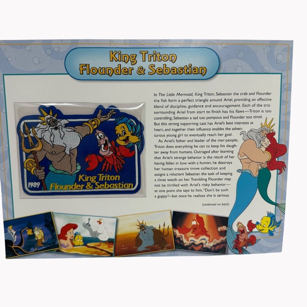 Willabee & Ward Disney Collectible King Triton Flounder & Sebastian Patch With C